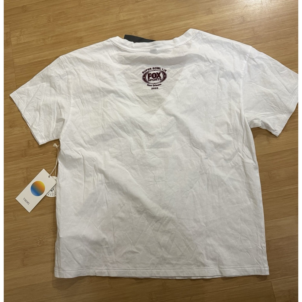 VUORIx Fox Sports Superbowl LIX Sutton V-neck Tee Womens White Short Sleeve RARE
